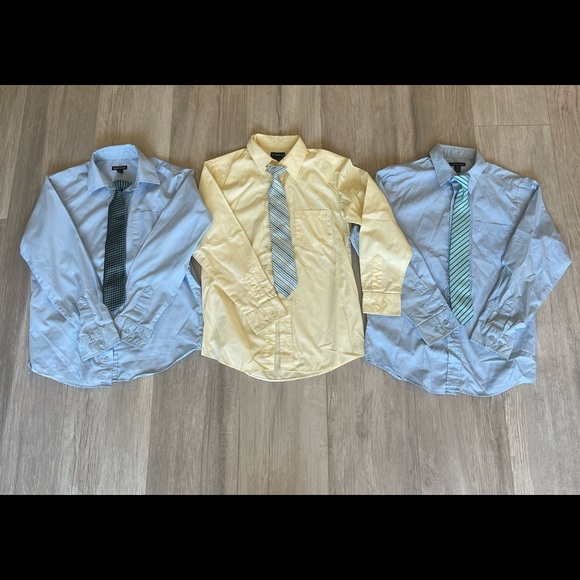 XL 14-16 George Boys Button up longsleeve dress up 3 shirts and 3 ties bundle - Picture 1 of 4